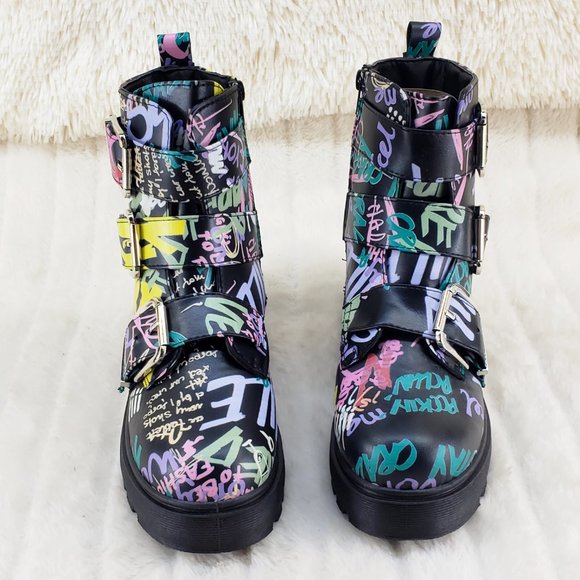 Yoki Multicolor Graffiti Ankle Boots - Picture 6 of 16